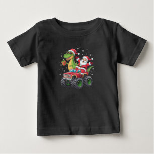 Christmas Family Matching Santa Truck Dinosaur  Baby T-Shirt