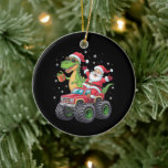 Christmas Family Matching Santa Truck Dinosaur  Ceramic Ornament<br><div class="desc">Christmas Family Matching Santa Truck Dinosaur Boys</div>