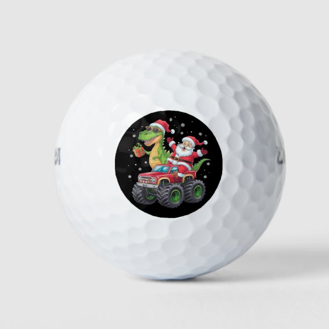 Christmas Family Matching Santa Truck Dinosaur  Golf Balls (Front)