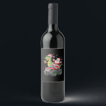 Christmas Family Matching Santa Truck Dinosaur  Wine Label<br><div class="desc">Christmas Family Matching Santa Truck Dinosaur Boys</div>