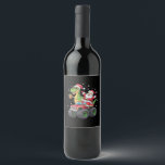 Christmas Family Matching Santa Truck Dinosaur  Wine Label<br><div class="desc">Christmas Family Matching Santa Truck Dinosaur Boys</div>