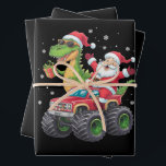 Christmas Family Matching Santa Truck Dinosaur  Wrapping Paper Sheet<br><div class="desc">Christmas Family Matching Santa Truck Dinosaur Boys</div>
