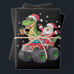 Christmas Family Matching Santa Truck Dinosaur  Wrapping Paper Sheet<br><div class="desc">Christmas Family Matching Santa Truck Dinosaur Boys</div>