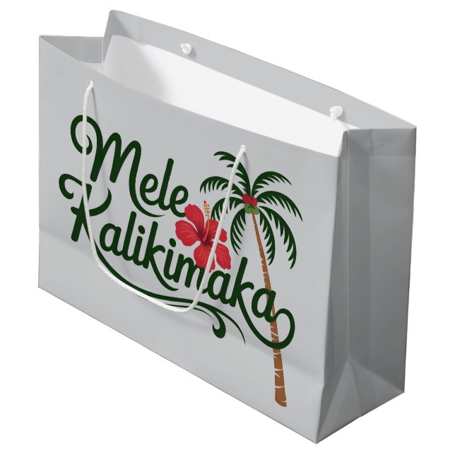 Christmas Family Mele Kalikimaka Hawaii Beach  Large Gift Bag (Front Angled)