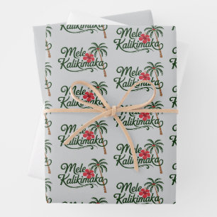 Christmas Family Mele Kalikimaka Hawaii Beach  Wrapping Paper Sheet