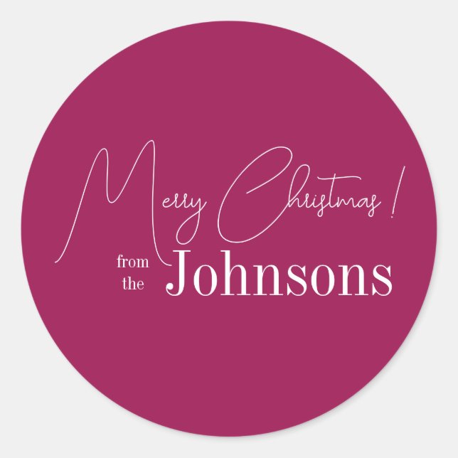 Christmas Family Name Berry Classic Round Sticker (Front)