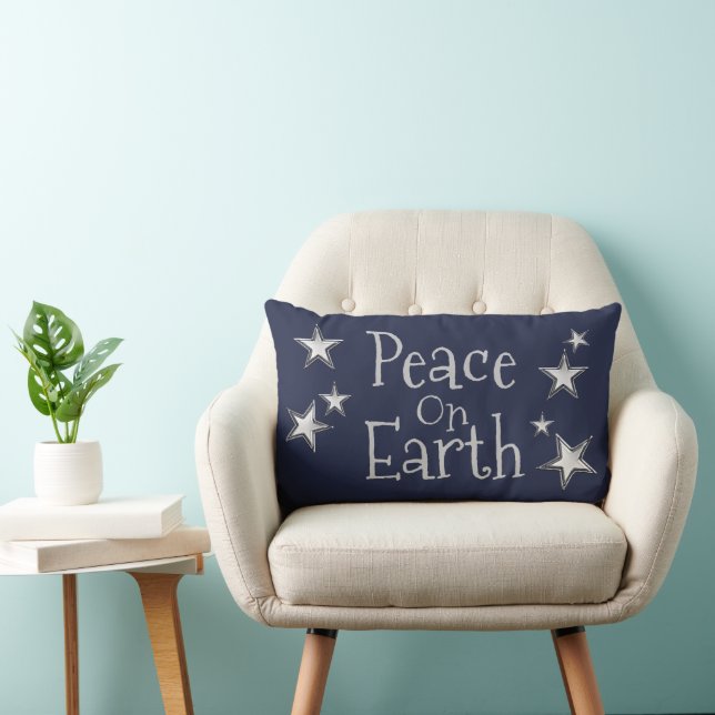 Christmas, Family Name, Peace On Earth,  Lumbar Pillow (Chair)