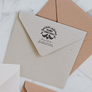 Christmas Family Name Signature Return Address Rubber Stamp