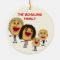 Christmas Family of Four Cartoon with Pregnant Mom