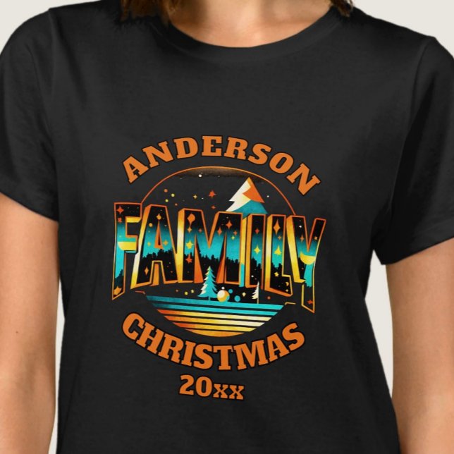 Christmas family orange teal editable T-Shirt (Creator Uploaded)