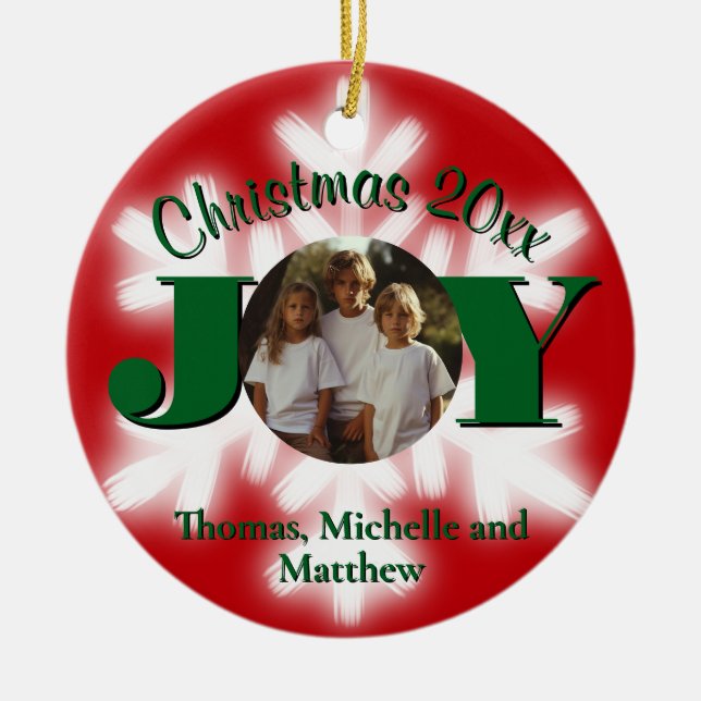 Christmas family personalize photo template ceramic ornament (Front)