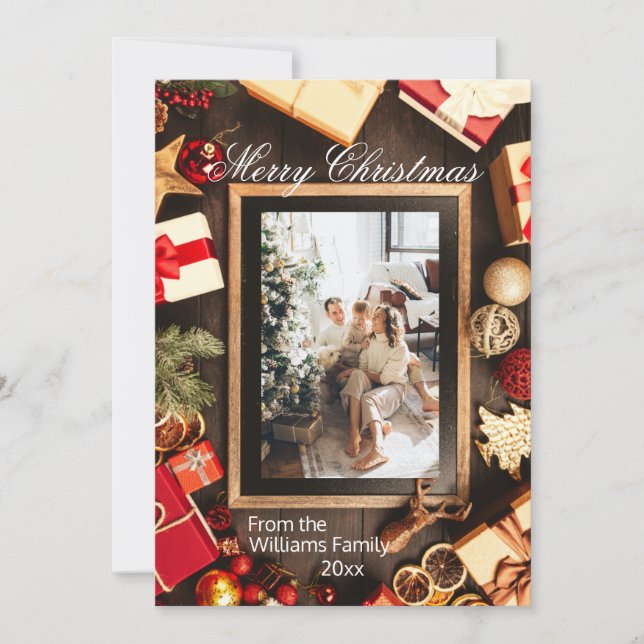 Christmas Family Photo Chalk Board Frame Invitation (Front)