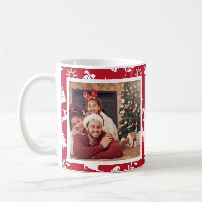 Christmas Family Photo Collage Personalized Coffee Mug (Left)