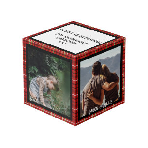 Christmas Family Photo Cube 4 Photo's, Plaid