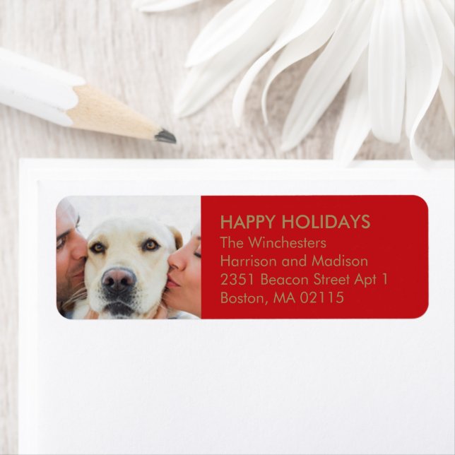 Christmas family photo custom modern red gold (Insitu)