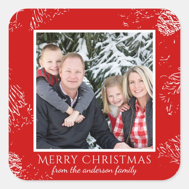 Christmas Family Photo Gift Label Stickers (Front)