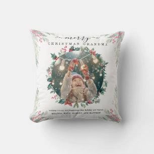 Christmas Family Photo Grandma Keepsake Throw Pillow