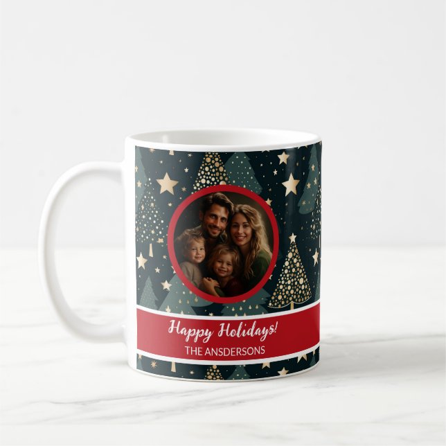 Christmas Family Photo Joyful| Green Gold Mug (Left)