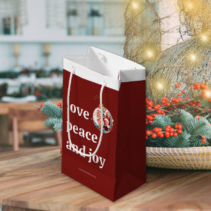 Christmas Family Photo Love Peace Joy Holiday Small Gift Bag