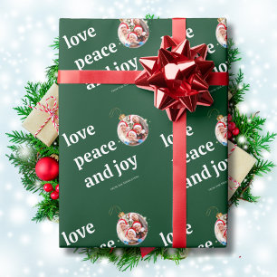 Christmas Family Photo Love Peace Joy Holiday Wrapping Paper