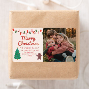 Christmas Family Photo Merry Christmas Adress Labe