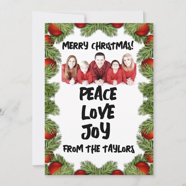 CHRISTMAS FAMILY PHOTO PERSONALIZED GREETING CARDS (Front)
