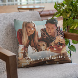 Christmas Family Photo Personalized Holiday Throw Pillow