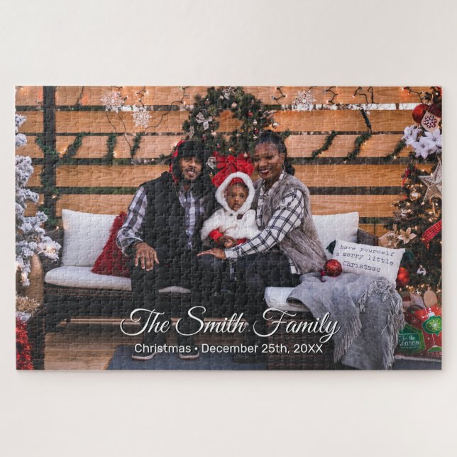 Christmas Family Photo Personalized Jigsaw Puzzle (Horizontal)