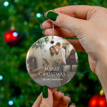 Christmas Family Photo Rustic Ceramic Ornament<br><div class="desc">Cherish your family's precious moments this Christmas holiday season with our custom photo Christmas Ornament. This unique ornament showcases a favourite family photograph. Personalize it with your most treasured snapshot,  from candid moment to posed portrait. Add a personalized message to make your seasonal decor even more special.</div>