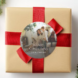 Christmas Family Photo Rustic Elegant Classic Round Sticker<br><div class="desc">Cherish your family's precious moments this Christmas holiday season with our custom photo Christmas Sticker. This unique greeting sticker showcases a favourite family photograph. Personalize it your most treasured snapshot,  from candid moment to posed portrait. Add a personalized message to make your seasonal correspondence even more special.</div>