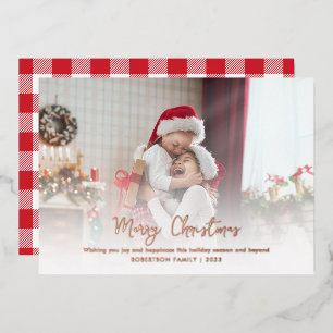 Christmas Family Photo Script Foil Holiday Card