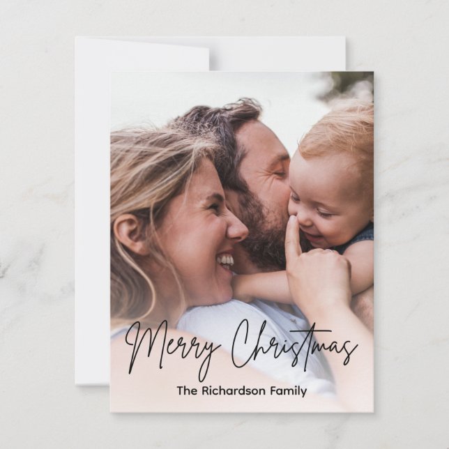 Christmas Family Photo Simple Modern Holiday Card (Front)