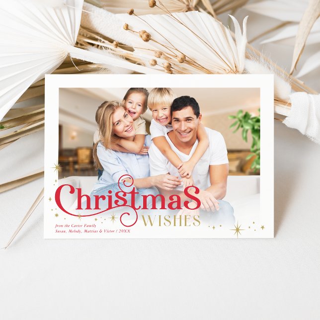 CHRISTMAS FAMILY PHOTO stylish modern typography  Holiday Card (Creator Uploaded)