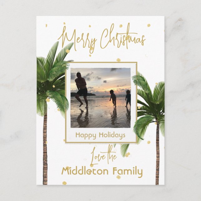 Christmas Family Photo Tropical Holiday Postcard (Front)