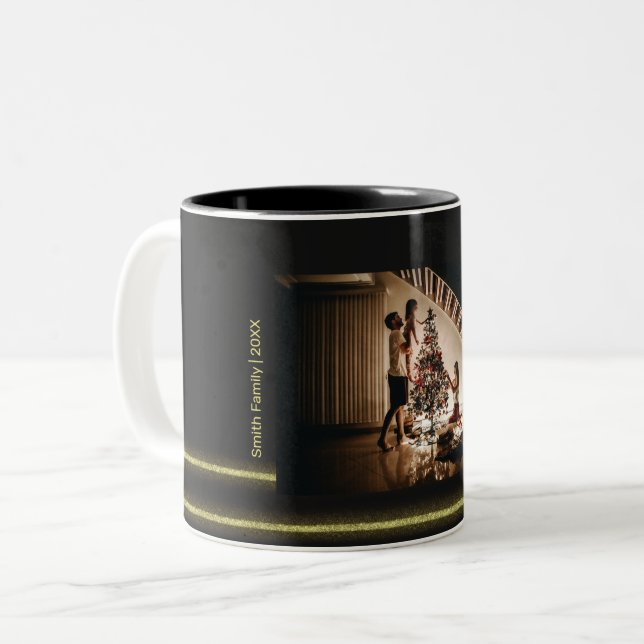 Christmas family photo  Two-Tone coffee mug (Front Left)