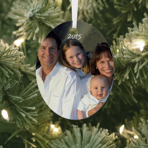 Christmas Family Photo Vintage Hummingbirds Metal Ornament