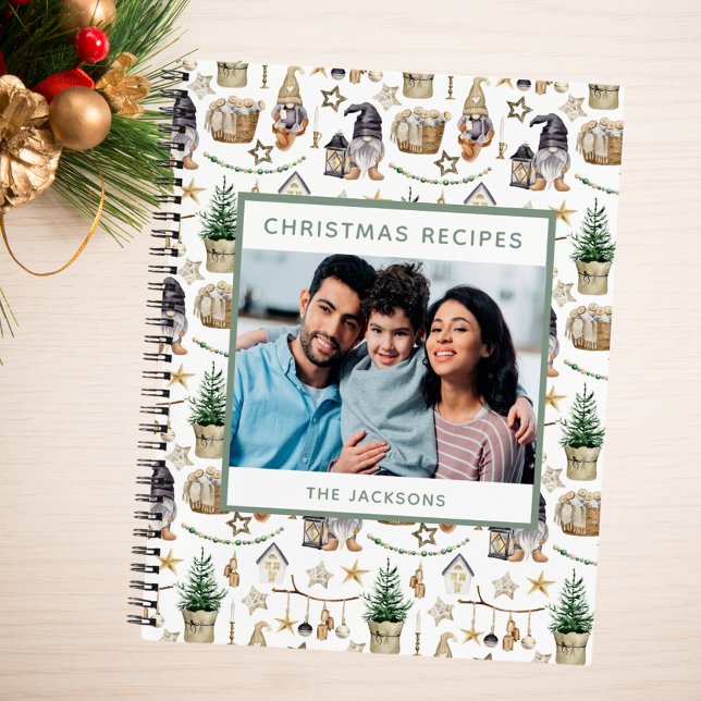 Christmas family recipes photo farmhouse gnomes notebook (Creator Uploaded)
