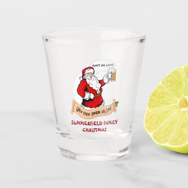 Christmas Family Reunion Funny Holiday Shot Glass (Front)