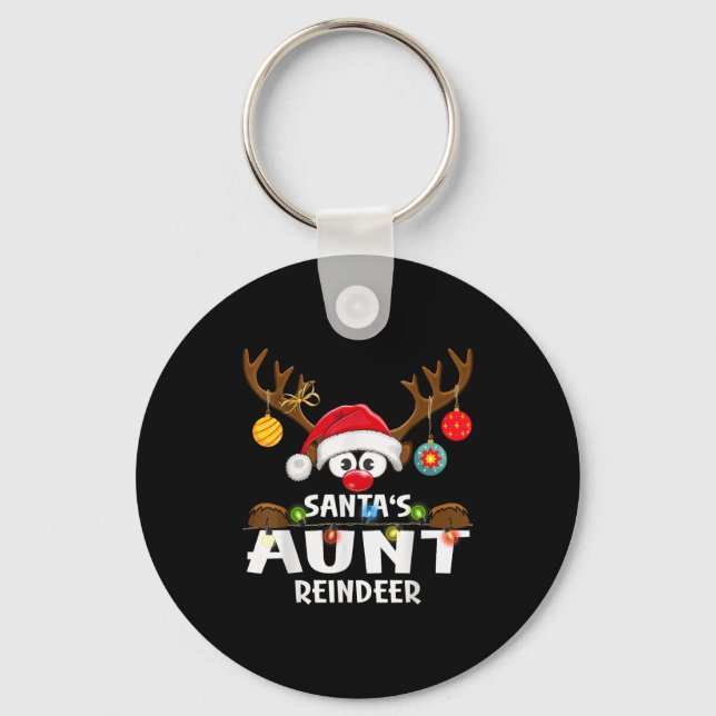 Christmas Family Santa's Aunt Reindeer Pajama  Keychain (Front)