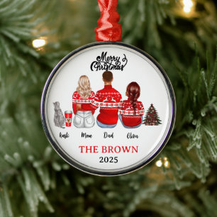 Christmas Family Sticker Festive Holiday Label Metal Ornament