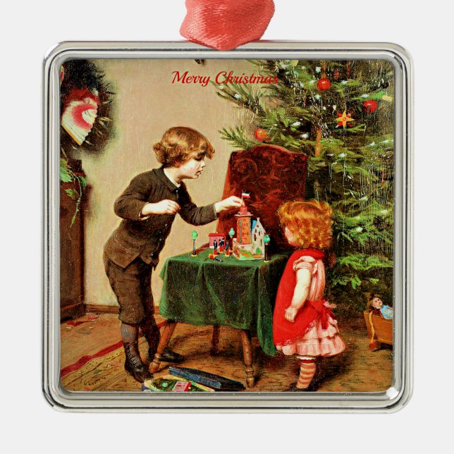 Christmas, famous painting by Felix Ehrlich Metal Ornament (Front)