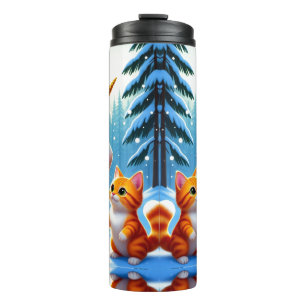 Christmas Fantasy Unicorn & cute cat Thermal Tumbler