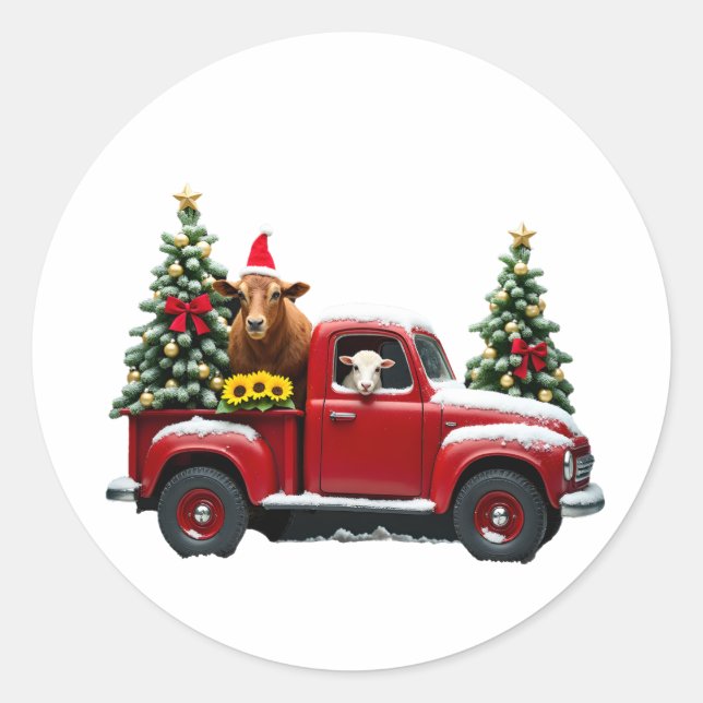 Christmas Farm (2) Classic Round Sticker (Front)