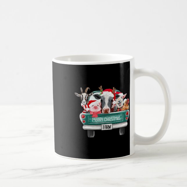 Christmas Farm Animals Truck Santa Hat Family Paja Coffee Mug (Right)
