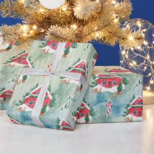 Christmas farm cozy paper farm house and trees