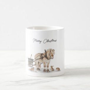Christmas Farm Horse Animals Winter Coffee Mug