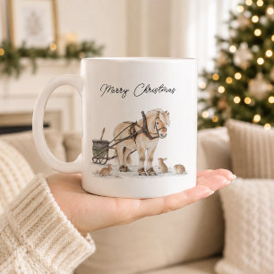 Christmas Farm Horse Animals Winter Coffee Mug