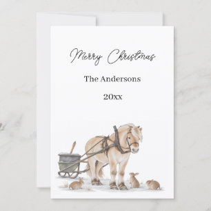 Christmas Farm Horse Animals Winter Photo Holiday Card
