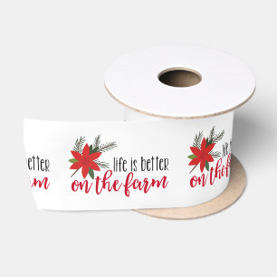 Christmas Farm Verse On White Satin Ribbon