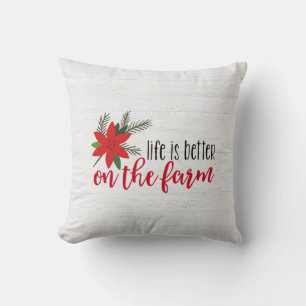 Christmas Farm Verse On Whitewashed Wood Throw Pillow